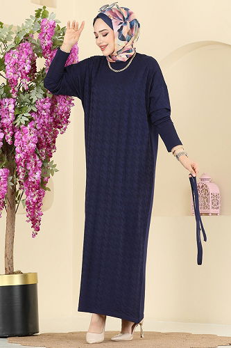 moda selvim Dress 241420TPK1167 Navy Blue - Thumbnail