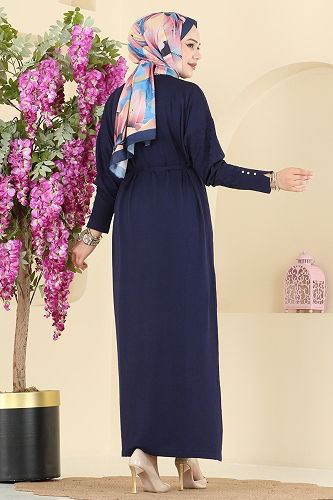 moda selvim الفستان كحلي 241420TPK1167 - Thumbnail