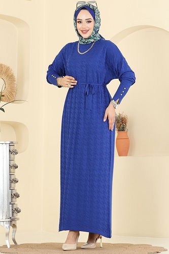 moda selvim Dress 241420TPK1167 Saxe - Thumbnail