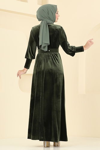 moda selvim Dress 2414MEY846 Khaki - Thumbnail