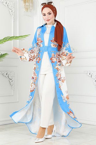 moda selvim الفستان أزرق 2418JNF844 - Thumbnail