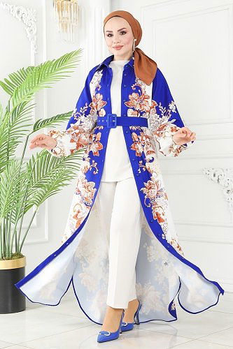 moda selvim الفستان نيلي 2418JNF844 - Thumbnail