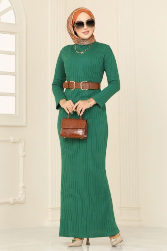 moda selvim Dress 24207BRZ597 Benetton Green - Thumbnail