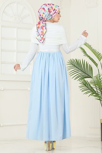 moda selvim Dress 2421ANT466 Baby Blue - Thumbnail