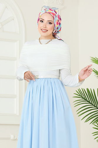 moda selvim Dress 2421ANT466 Baby Blue - Thumbnail