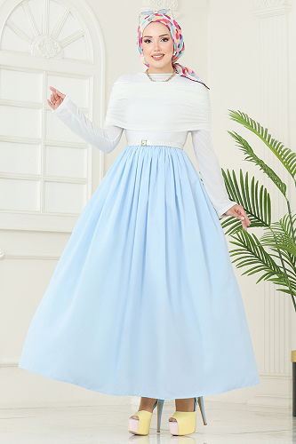 moda selvim Dress 2421ANT466 Baby Blue - Thumbnail