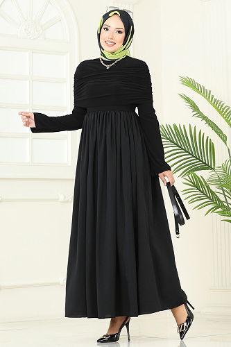 moda selvim Dress 2421ANT466 Black - Thumbnail