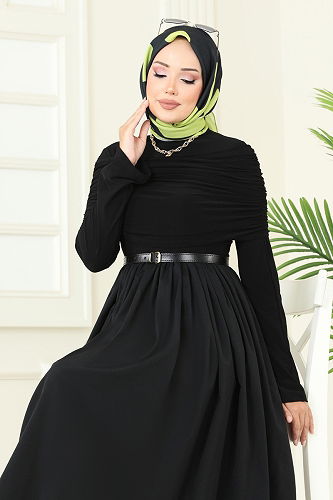 moda selvim Dress 2421ANT466 Black - Thumbnail