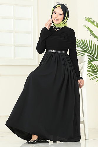 moda selvim Dress 2421ANT466 Black - Thumbnail