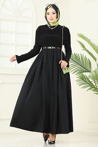 moda selvim Dress 2421ANT466 Black - Thumbnail