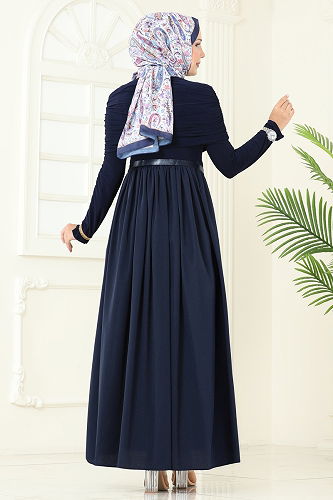 moda selvim الفستان كحلي 2421ANT466 - Thumbnail