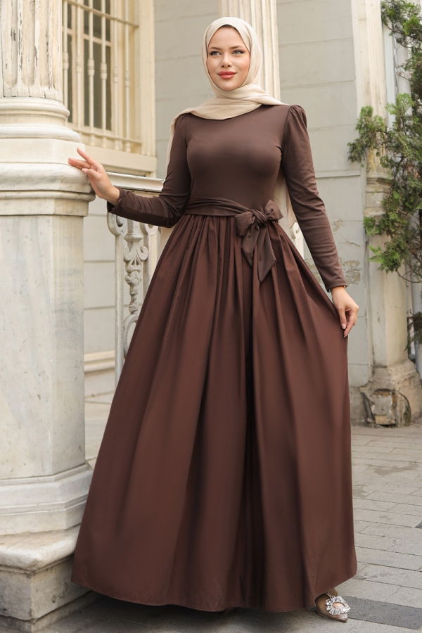 Modaselvim خصم صافٍ20%+20% في سلة التسوق الفستان بني 2423ANT466