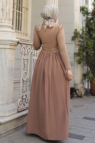 moda selvim الفستان بيج 2423ANT466 - Thumbnail