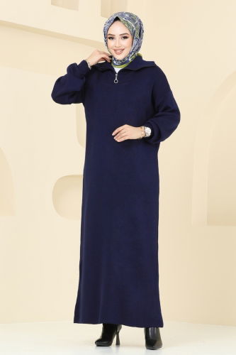 moda selvim Dress 2441BRZ597 Navy Blue - Thumbnail