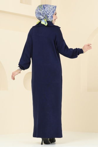 moda selvim Dress 2441BRZ597 Navy Blue - Thumbnail