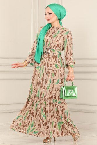 moda selvim 2441SVT808 المنك فستان - Thumbnail