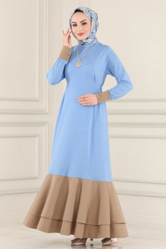 moda selvim Dress 2442SL432 Blue - Thumbnail