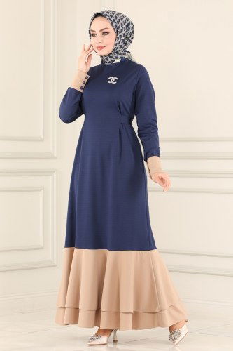 moda selvim 2442SL432 ياقوتي فستان - Thumbnail