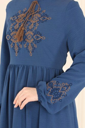 moda selvim 2443SL432 ياقوتي فستان - Thumbnail