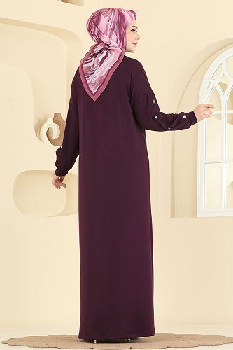 moda selvim Dress 2446ANT466 Dark Damson - Thumbnail