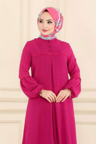 moda selvim Dress 2447SL432 Fuchsia - Thumbnail