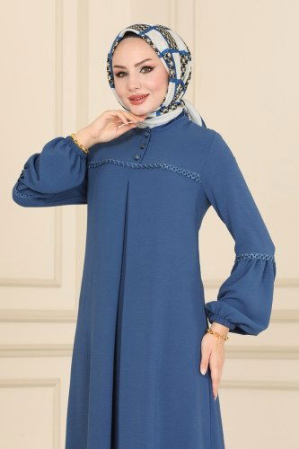 moda selvim 2447SL432 ياقوتي فستان - Thumbnail