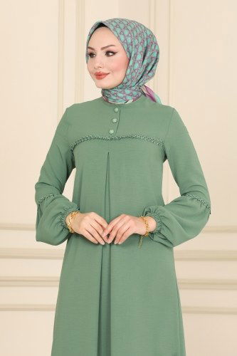 moda selvim 2447SL432 تركوازي فستان - Thumbnail