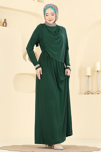 moda selvim Dress 2455ANT466 Emerald - Thumbnail