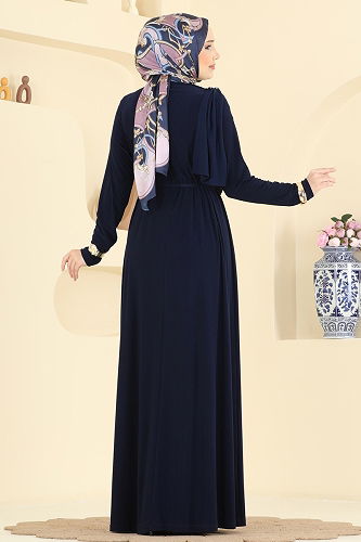 moda selvim الفستان كحلي 2455ANT466 - Thumbnail