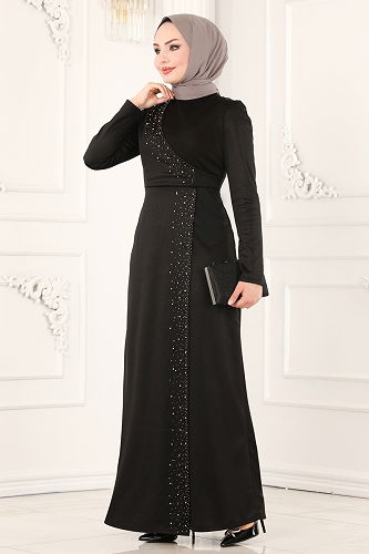 moda selvim Dress 2459ASMK1074 Black - Thumbnail