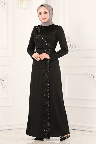 moda selvim Dress 2459ASMK1074 Black - Thumbnail