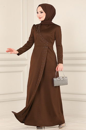moda selvim Dress 2459ASMK1074 Brown - Thumbnail