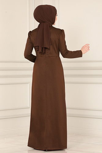 moda selvim Dress 2459ASMK1074 Brown - Thumbnail