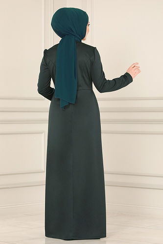 moda selvim Dress 2459ASMK1074 Emerald - Thumbnail