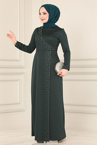 moda selvim Dress 2459ASMK1074 Emerald - Thumbnail