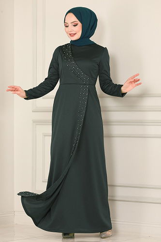 moda selvim Dress 2459ASMK1074 Emerald - Thumbnail