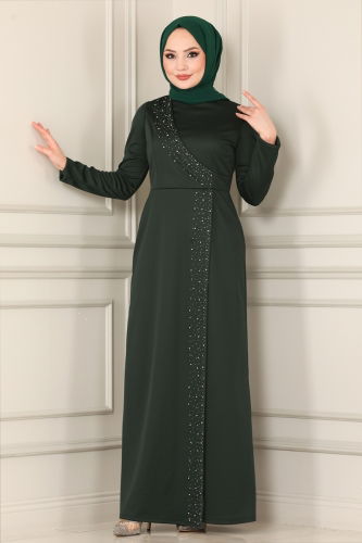 moda selvim الفستان زيتي 2459ASMK1074 - Thumbnail