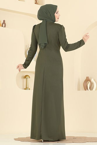 moda selvim Dress 2459ASMK1074 Khaki - Thumbnail