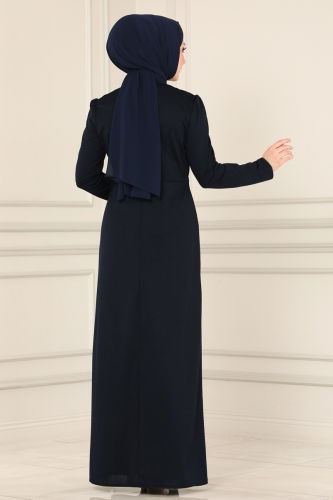 moda selvim Dress 2459ASMK1074 Navy Blue - Thumbnail