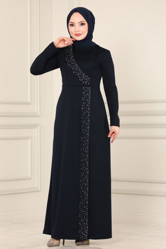 moda selvim Dress 2459ASMK1074 Navy Blue - Thumbnail