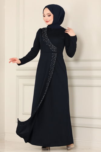 moda selvim Dress 2459ASMK1074 Navy Blue - Thumbnail