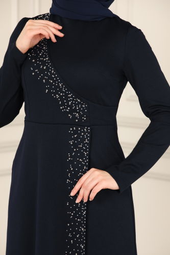 moda selvim Dress 2459ASMK1074 Navy Blue - Thumbnail