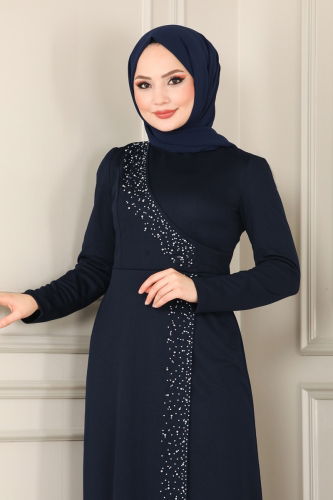 moda selvim الفستان كحلي 2459ASMK1074 - Thumbnail