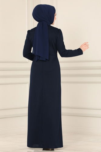 moda selvim الفستان كحلي 2459ASMK1074 - Thumbnail