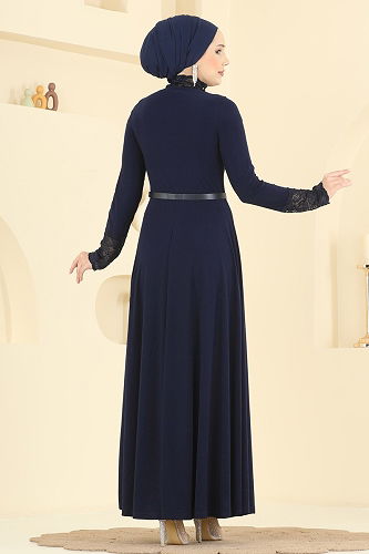 moda selvim Dress 2460ANT466 Navy Blue - Thumbnail