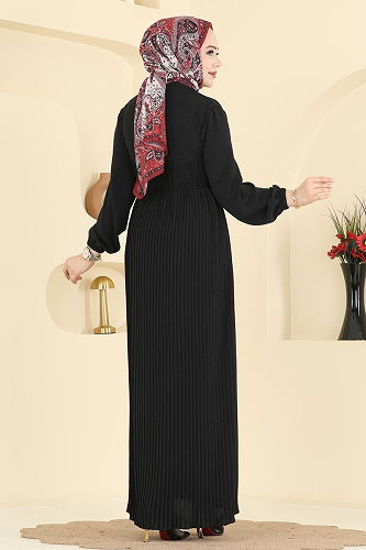 moda selvim الفستان أسود 2465MSZ1172 - Thumbnail