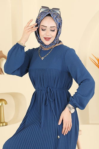 moda selvim Dress 2465MSZ1172 Indigo - Thumbnail