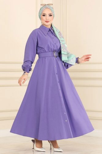 moda selvim Dress 2468SVT808 Lilac - Thumbnail