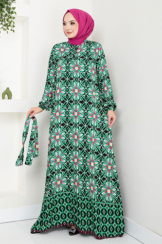 moda selvim Dress 2475HBS932-M Green - Thumbnail