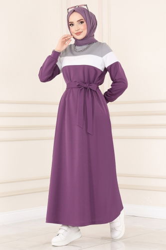 S.L. - Dress 2492SL432 Gray & Dark Lilac